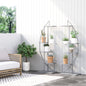 5 Tier Metal Plant Stand with Hangers, Half Moon Shape Flower Pot Display Shelf