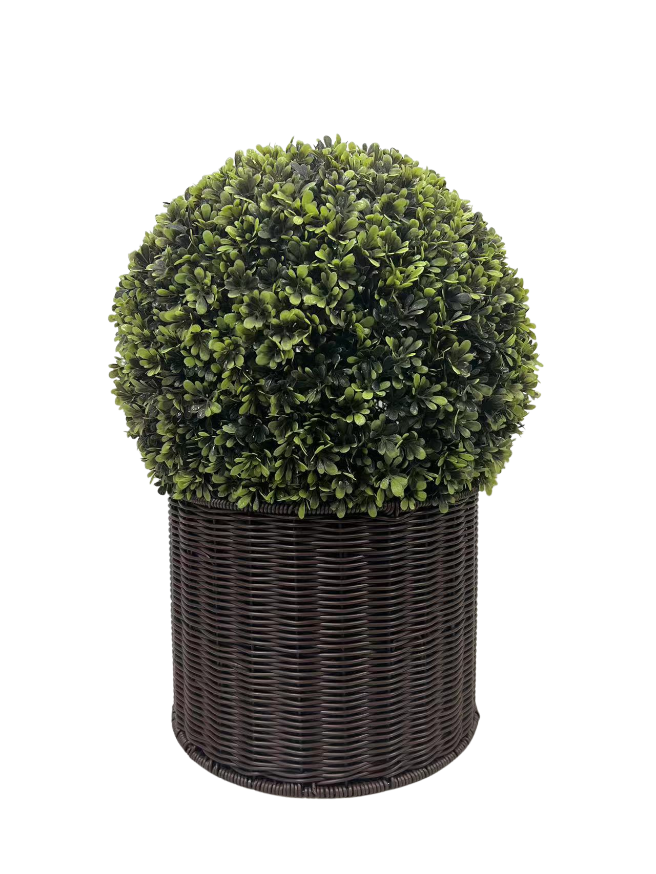 20" Ball Topiary in Woven Pot, Artificial Faux Plan