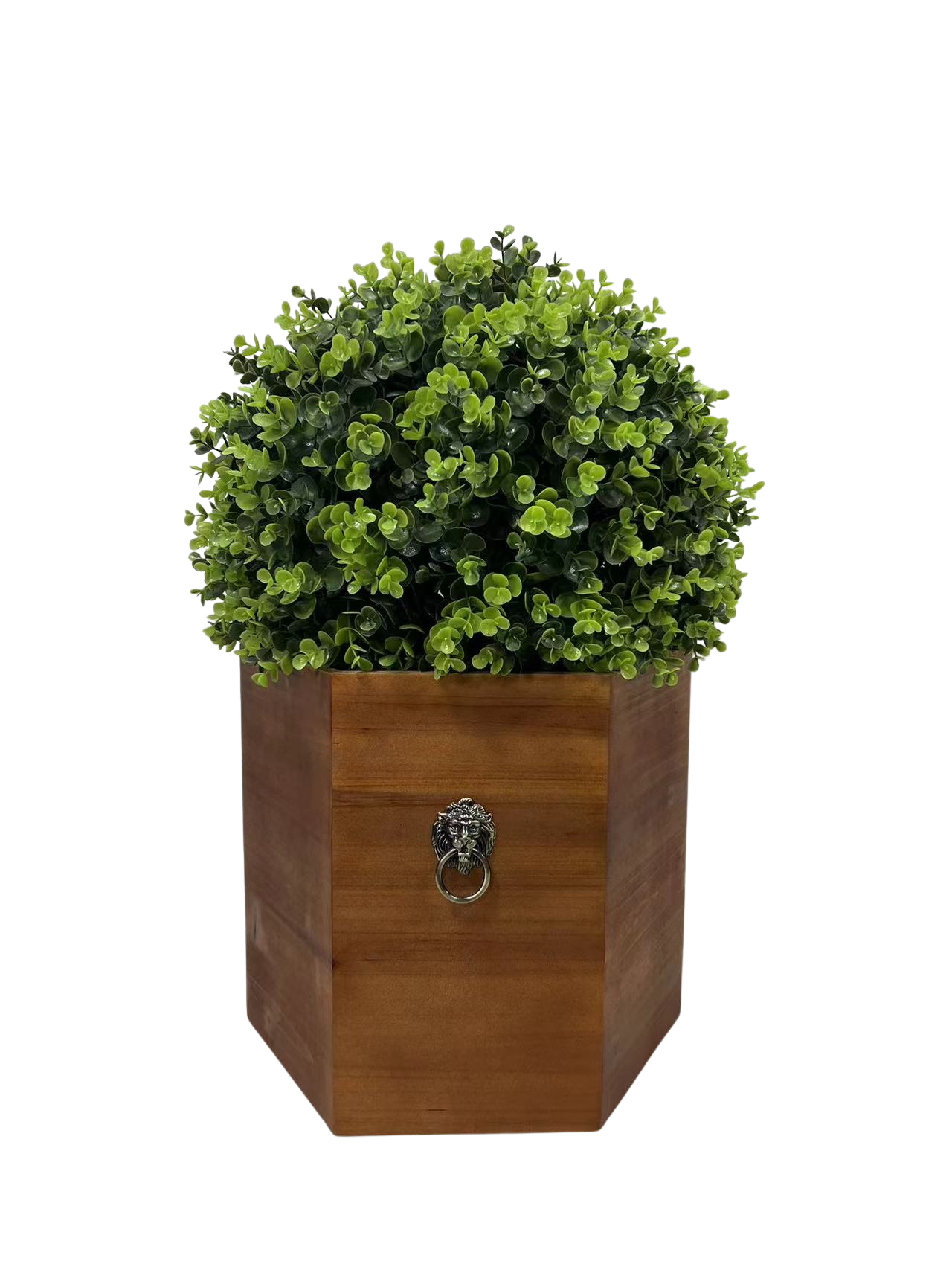 24" Ball Topiary in Redwood Pot, Artificial Faux Plant