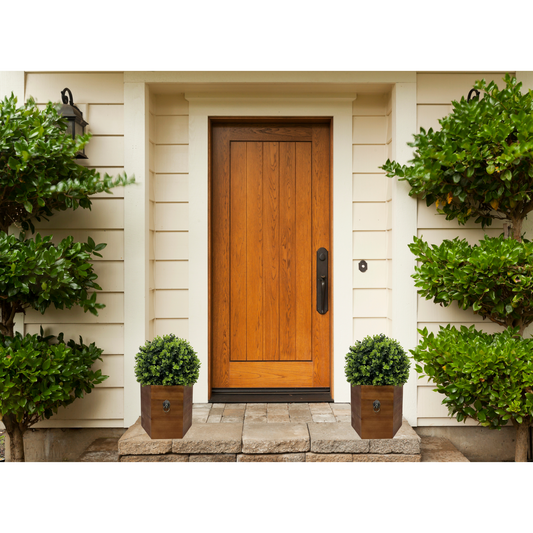 24" Ball Topiary in Redwood Pot, Artificial Faux Plant
