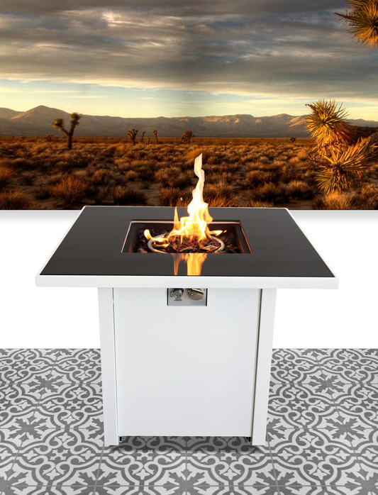 Coolbibila 30 Inch White Steel Propane/natural Gas Firepit Table