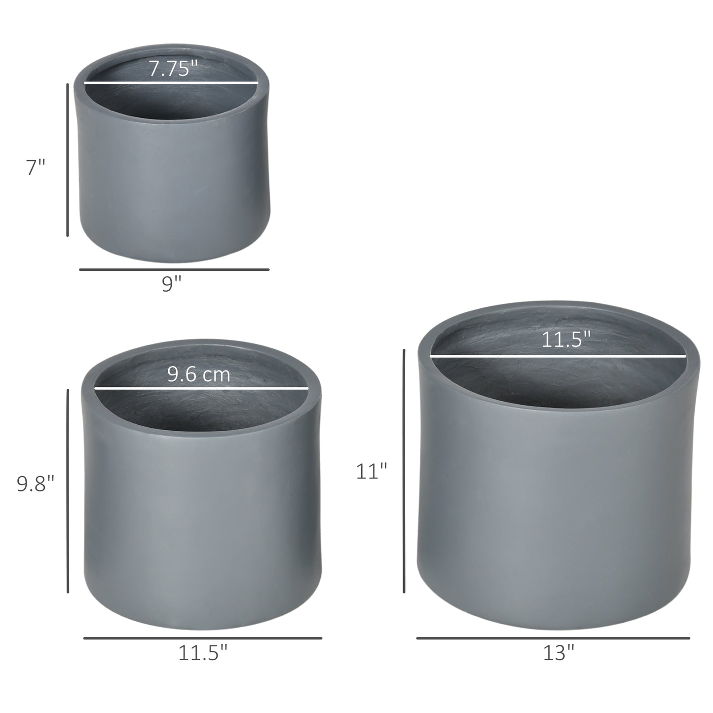 MgO Flower Pots with Drainage Holes, Outdoor Ready & Stackable Plant Pot