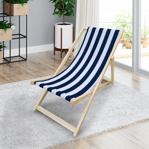 Coolbibila populus wood sling chair blue Stripe Broad blue Stripe folding chaise lounge chair
