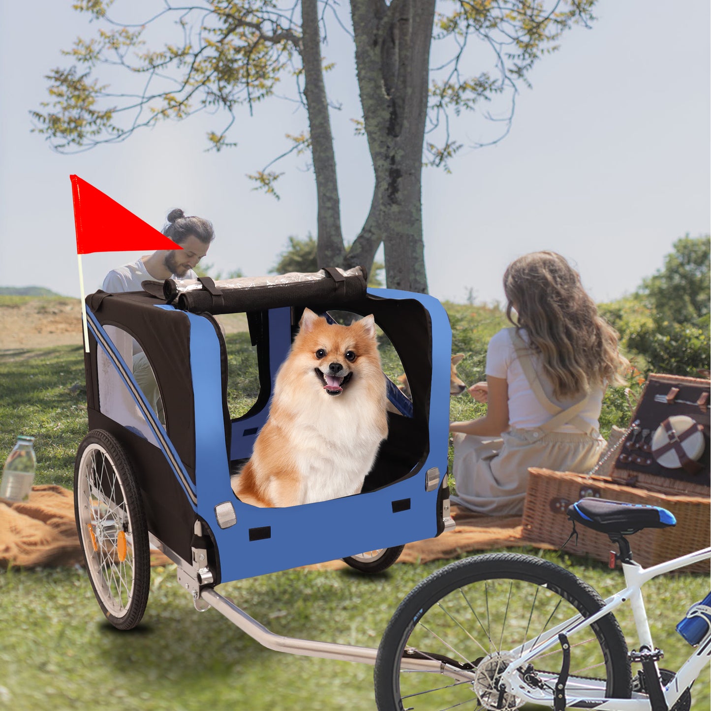 Outdoor Heavy Duty Foldable Utility Pet Stroller Dog Carriers Bicycle Trailer