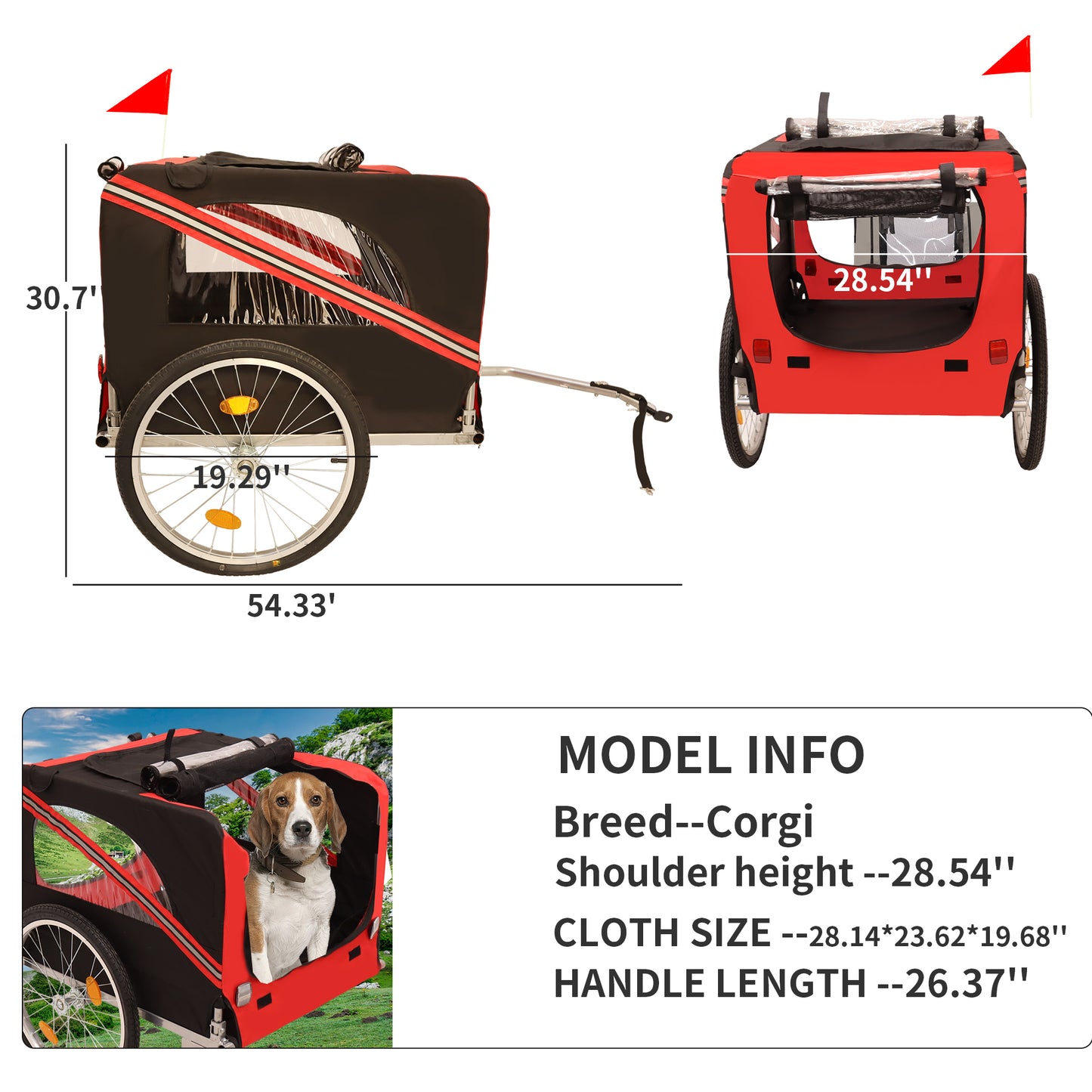 Outdoor Heavy Duty Foldable Utility Pet Stroller Dog Carriers Bicycle Trailer