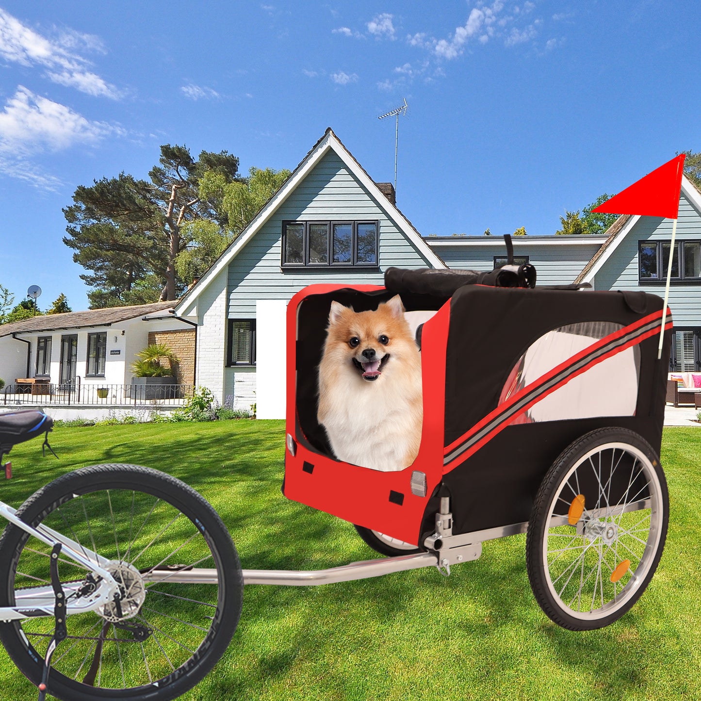 Outdoor Heavy Duty Foldable Utility Pet Stroller Dog Carriers Bicycle Trailer