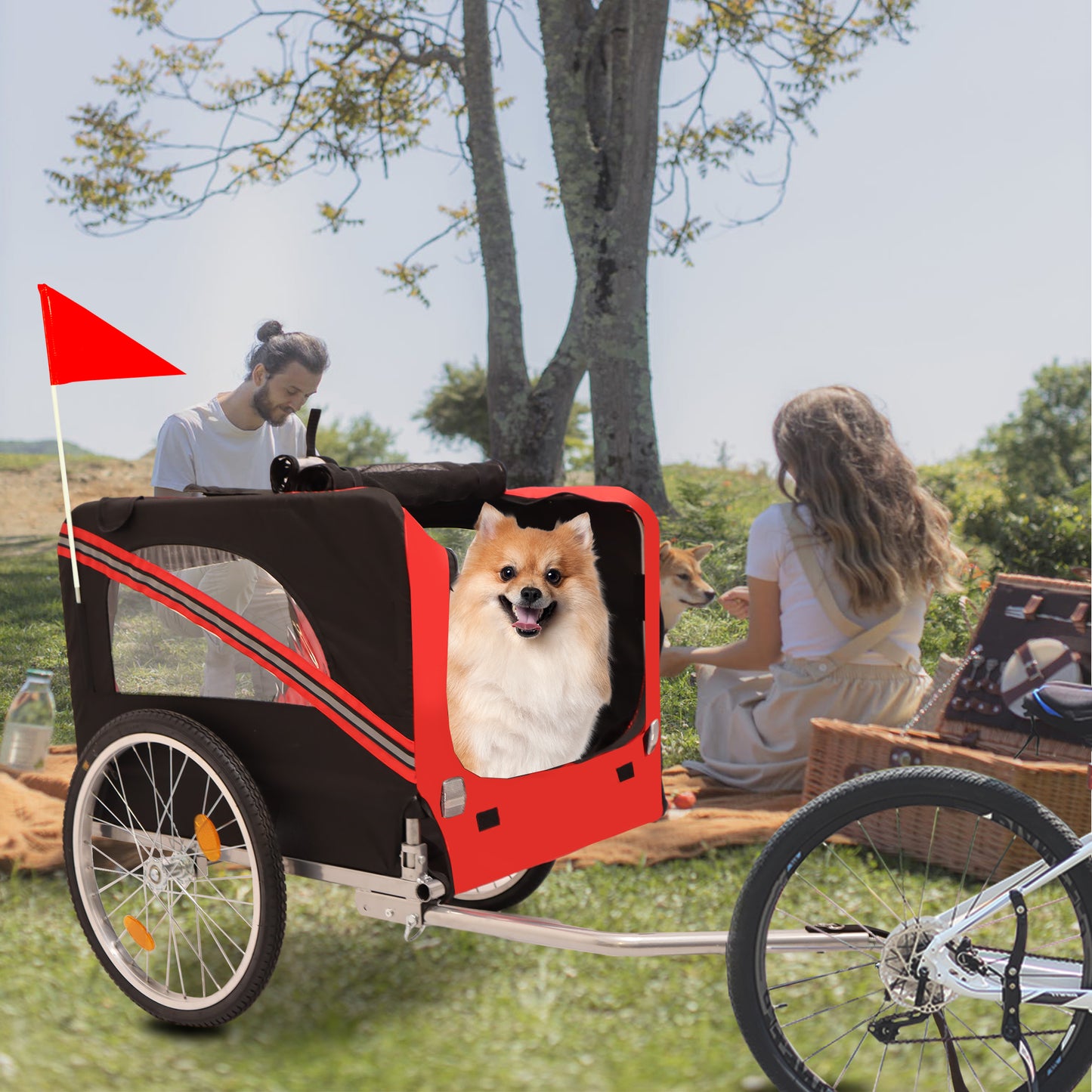 Outdoor Heavy Duty Foldable Utility Pet Stroller Dog Carriers Bicycle Trailer