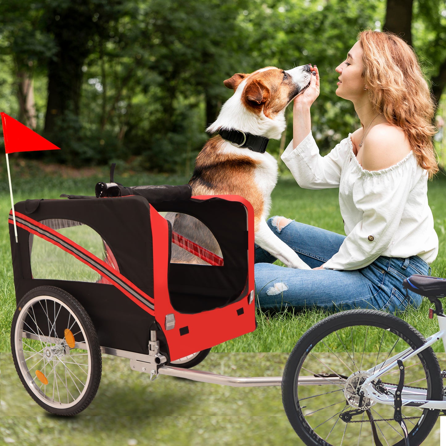 Outdoor Heavy Duty Foldable Utility Pet Stroller Dog Carriers Bicycle Trailer