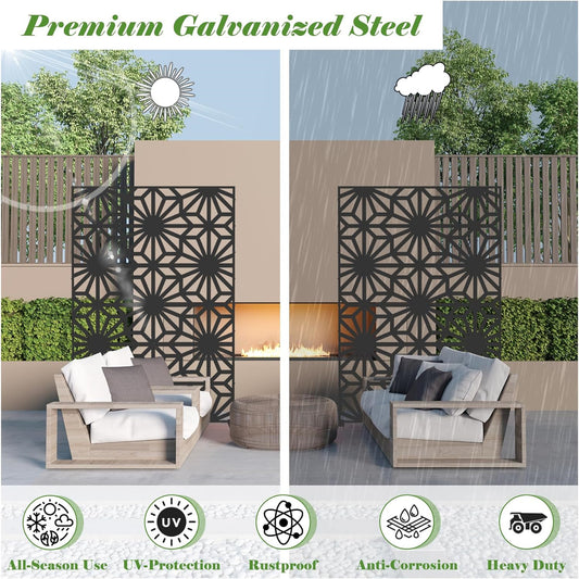 Coolbibila Metal Privacy Screens and Panels with Free Standing