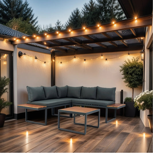 Coolbibila 4 Piece L-Shaped Patio Wicker Outdoor 5-Seater Sectional Sofa Seating Group Conversation Sets