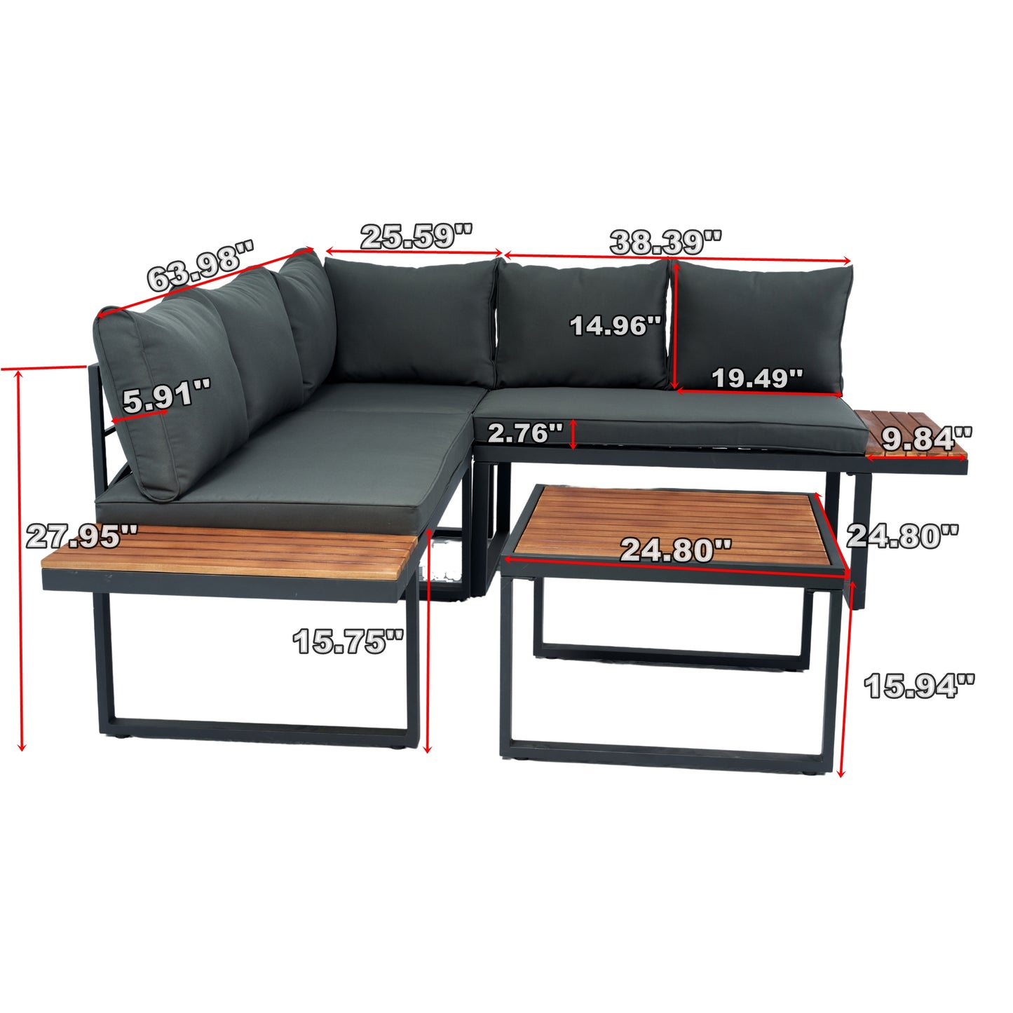 Coolbibila 4 Piece L-Shaped Patio Wicker Outdoor 5-Seater Sectional Sofa Seating Group Conversation Sets