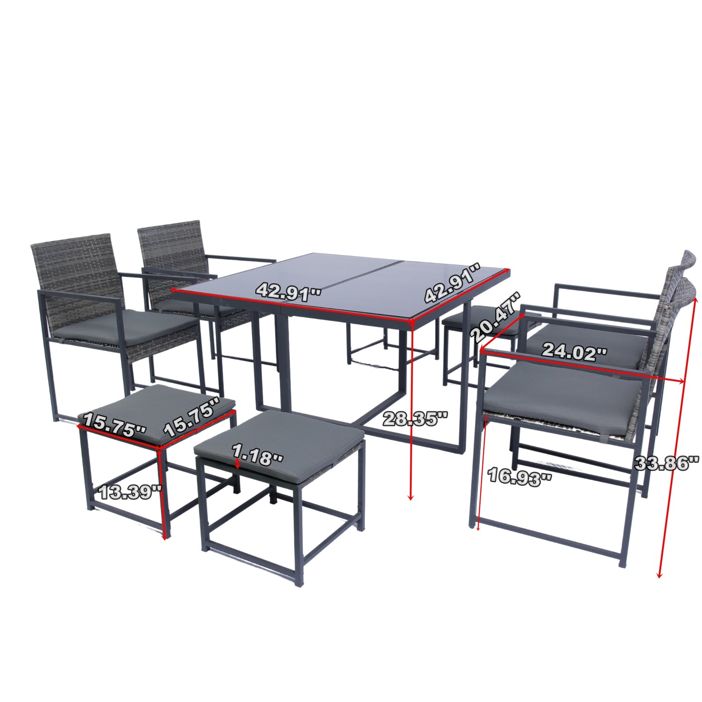 Coolbibila 9 Pieces Patio Dining Sets