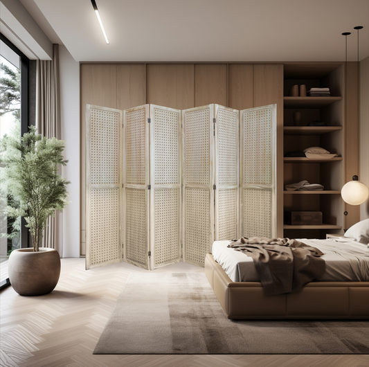 Coolbibila Wooden Room Divider Folding Privacy Screen