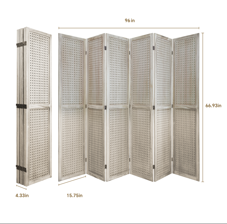 Coolbibila Wooden Room Divider Folding Privacy Screen