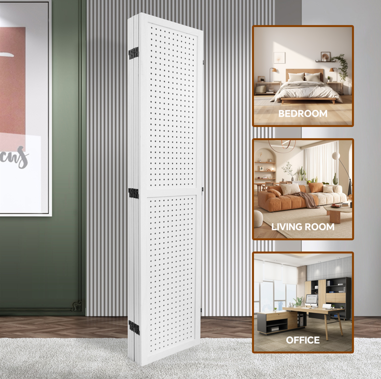 Coolbibila Wooden Room Divider Folding Privacy Screen