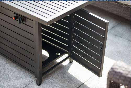 Coolbibila 57in Outdoor Gas Propane Fire Pits Table, Aluminum, 50000BTU Firepit Fireplace Dinning Table