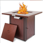 Coolbibila 28" 50000 BTU Outdoor Propane Gas Fire Pits Table, Square Brown Texture Outdside Patio Firepits Fireplace Dinning Coffee Tables