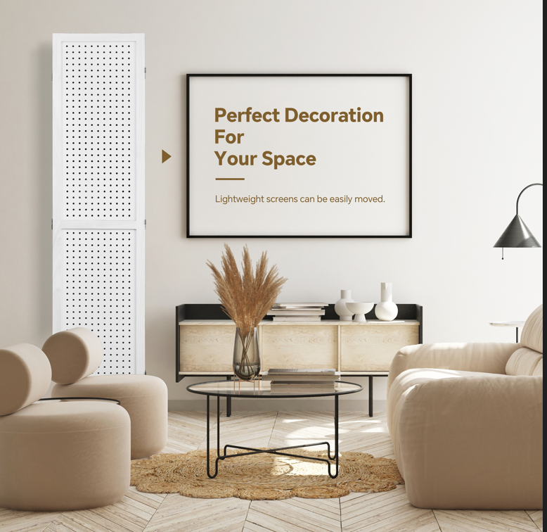 Coolbibila Wooden Room Divider Folding Privacy Screen Room Divider Freestanding Peg Board Display