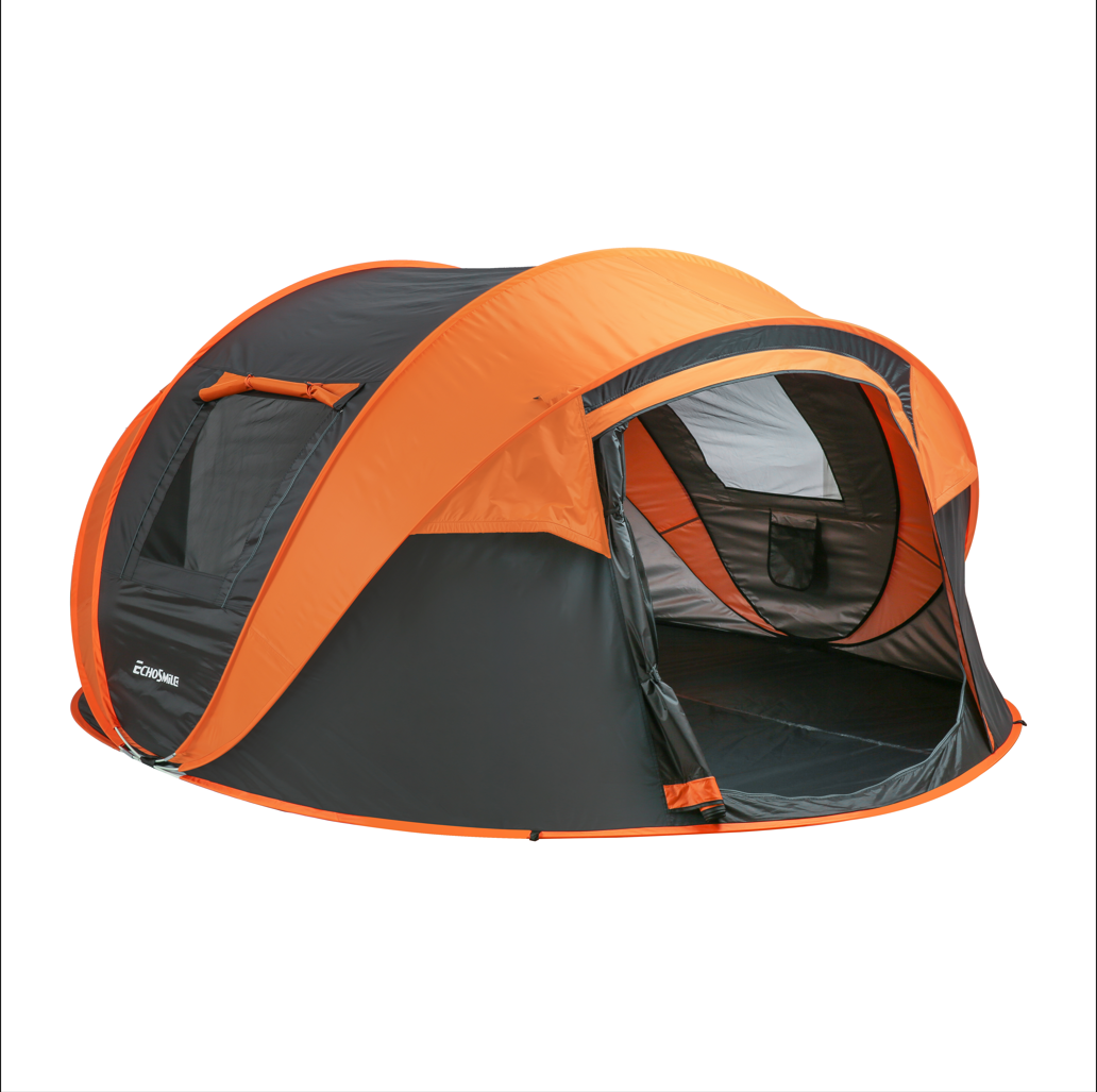 Coolbibila 5-8 Person Black + Orange Pop-Up Camping Boat Tent