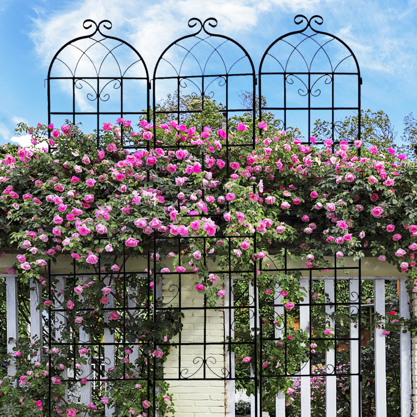 Coolbibila 4 Pack Metal Garden Trellis 86.7" x 19.7" Rustproof Trellis for Climbing Plants Outdoor Flower Support