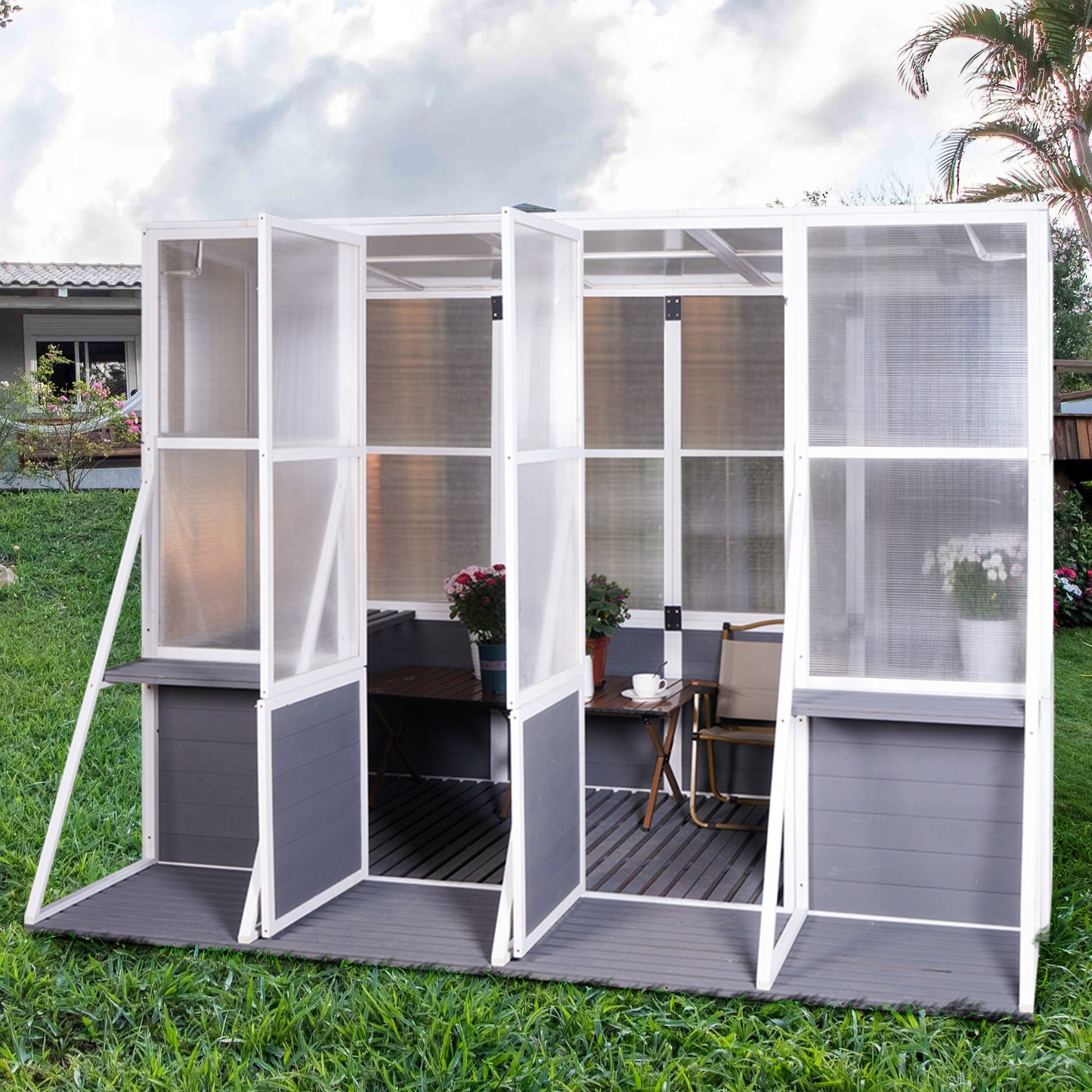 Coolbibila Greenhouse, Wooden Lean to Greenhouses for Outdoors