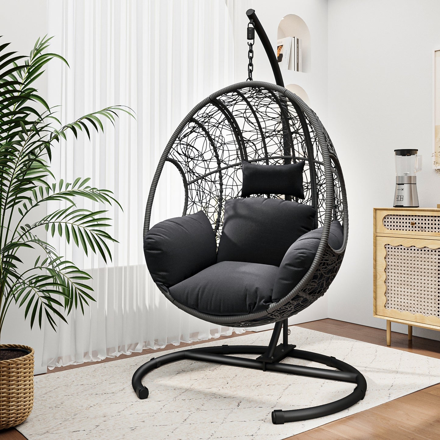Coolbibila New Comming Outdoor Indoor PE wicker Swing Egg Chair Gray Color
