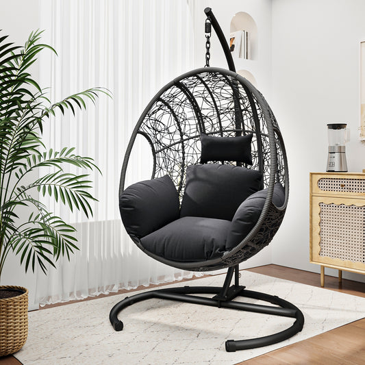 Coolbibila New Comming Outdoor Indoor PE wicker Swing Egg Chair Gray Color