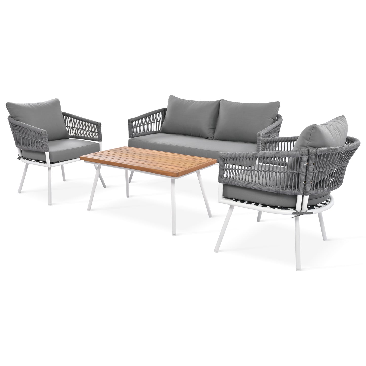 Coolbibila 4-Piece Boho Rope Patio Furniture Se