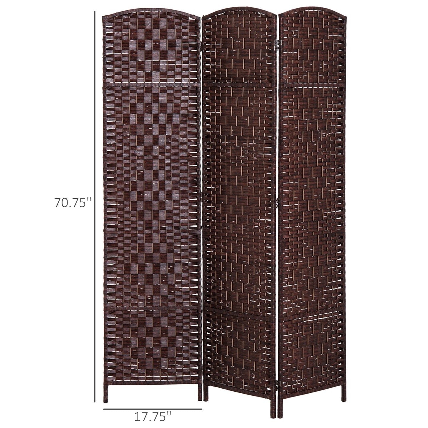 Coolbibila 6' Tall Wicker Weave 3 Panel Room Divider Privacy Screen