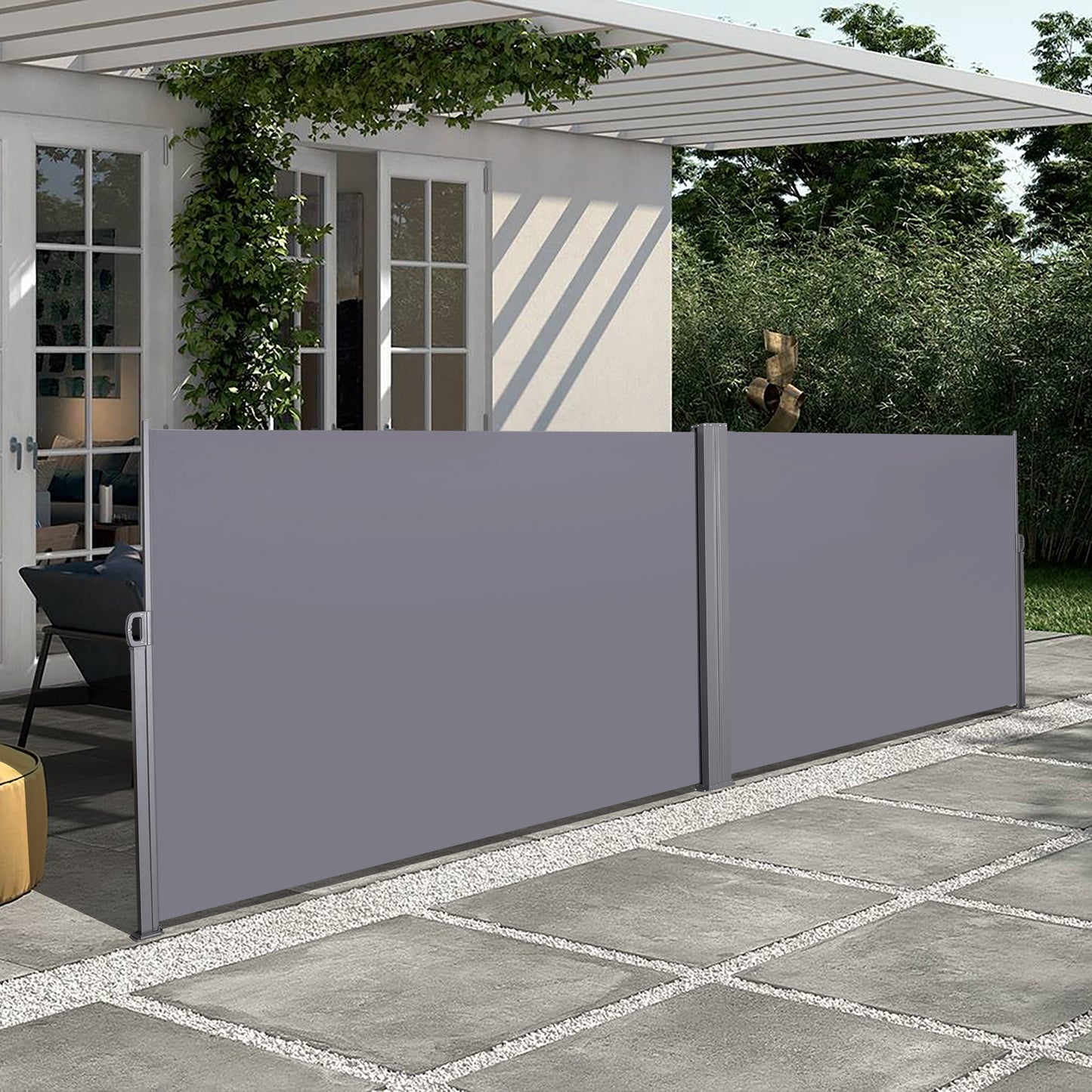 Coolbibila 276" x 71''Retractable Side Awning, Waterproof & UV-Resistant, Privacy Screen Divide