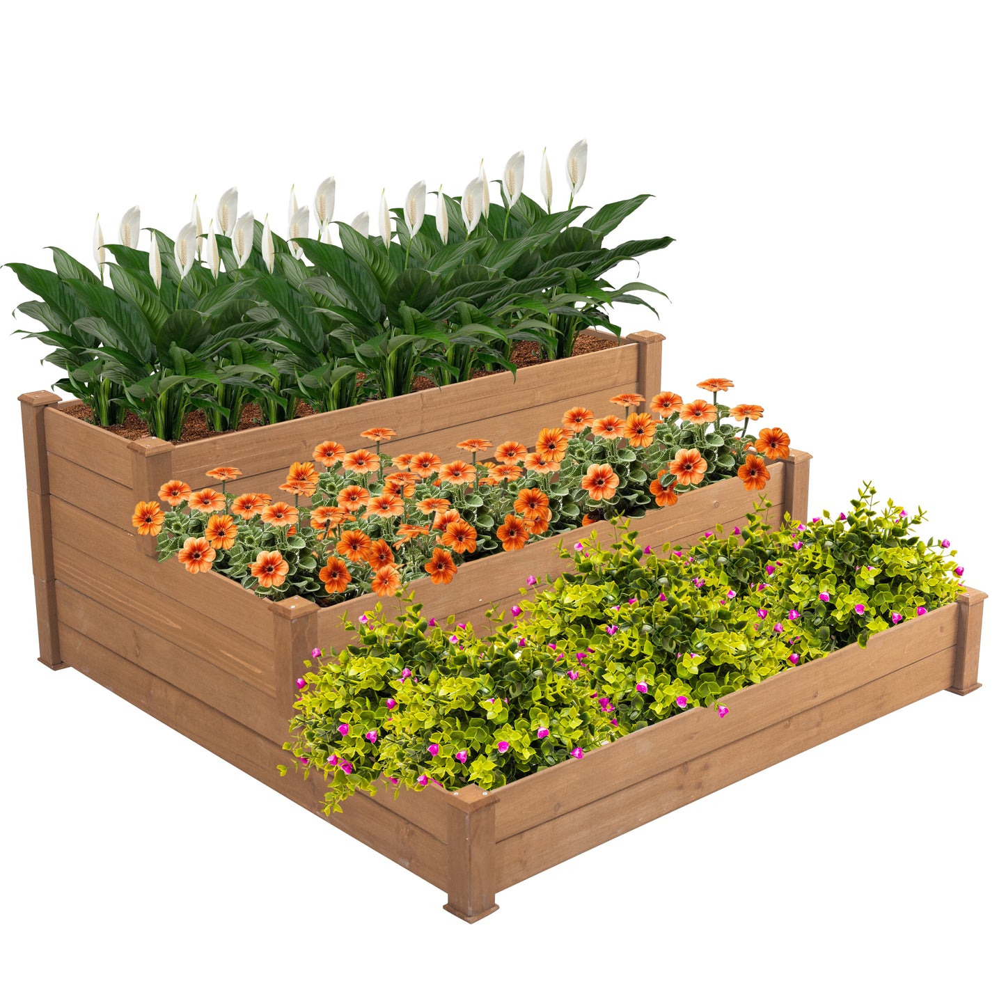 Raised Garden Bed Horticulture Outdoor Elevated Flower Box Tiered Garden Bed