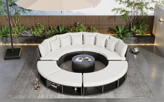 Coolbibila Outdoor Patio Furniture Luxury Circular Outdoor Sofa Set