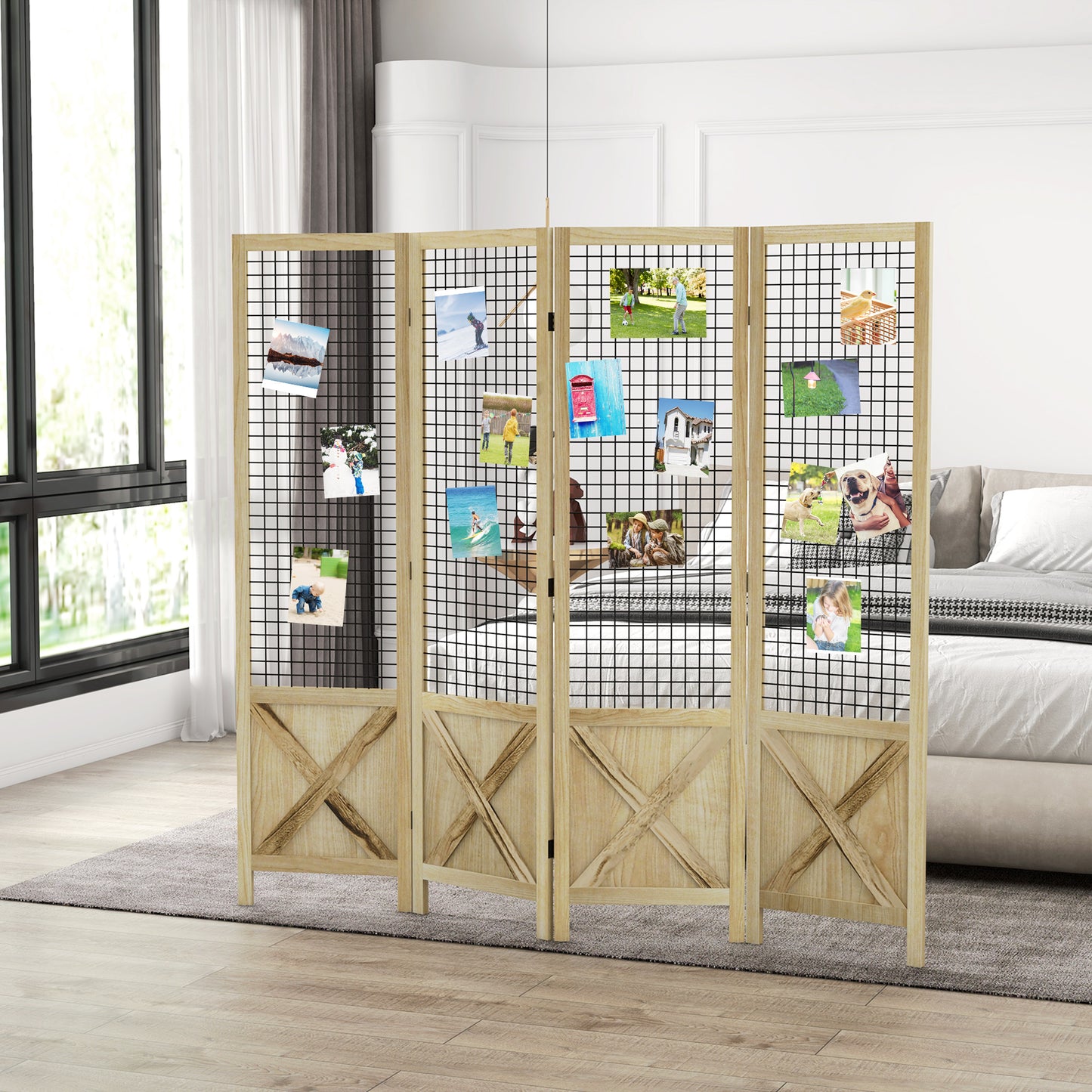 Coolbibila Wood Indoor Portable Folding Privacy Screens