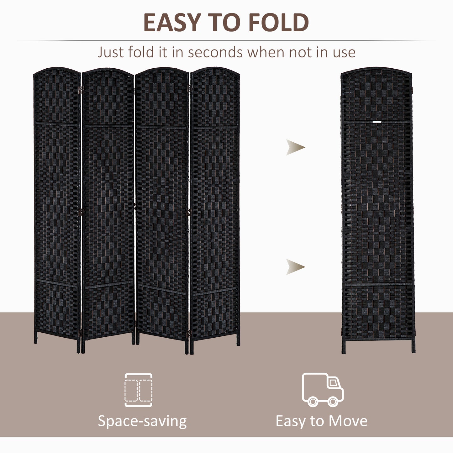 Coolbibila HOMCOM 6' Tall Wicker Weave 4 Panel Room Divider Privacy Screen
