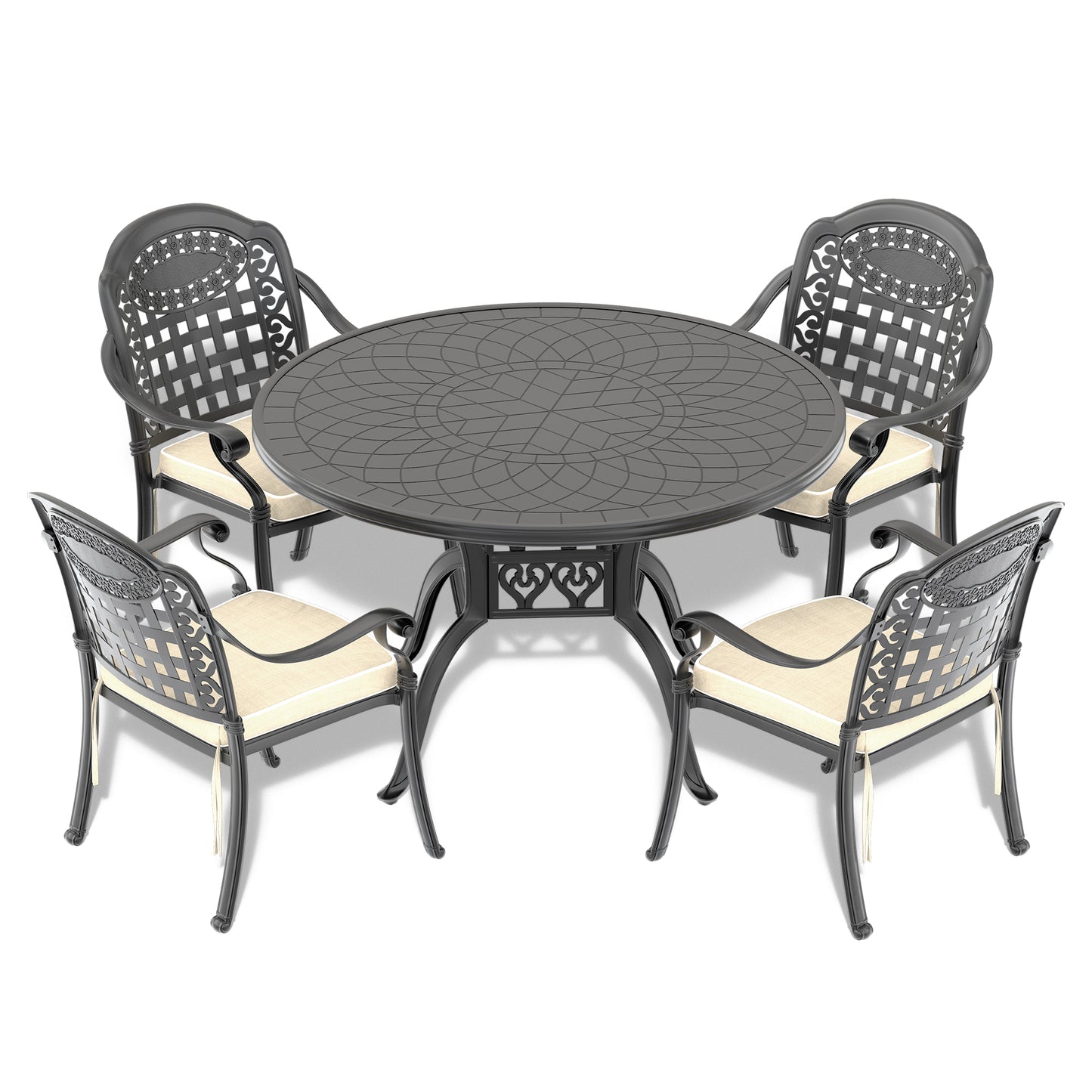 Coolbibila 5-Piece Set Of Cast Aluminum Patio Furniture With Cushions