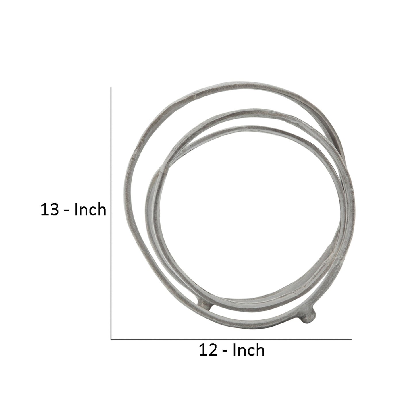 Sculpture with Metal Interconnected Ring Design, Silver