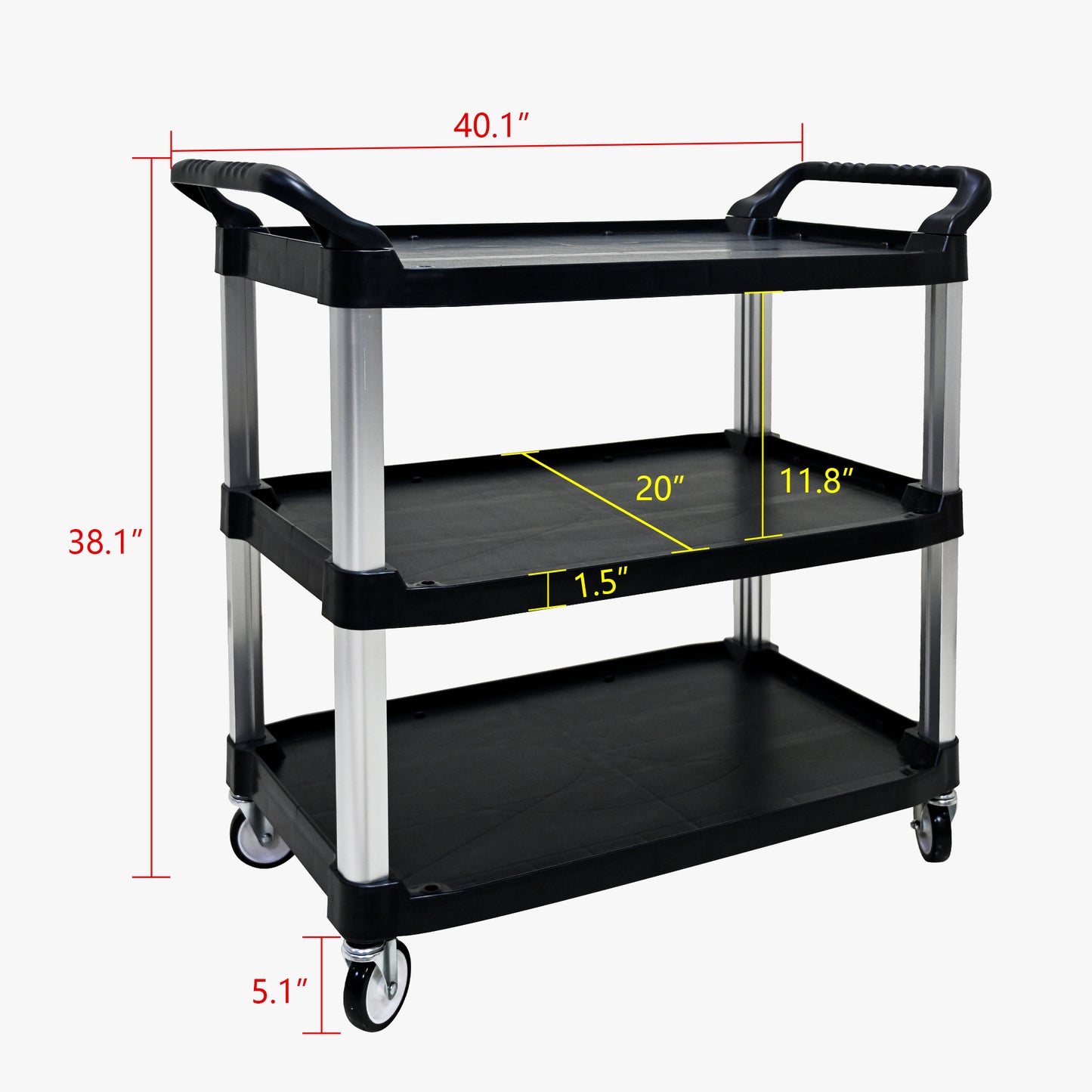 Coolbibila Three-layer thickened plastic mobile tool cart