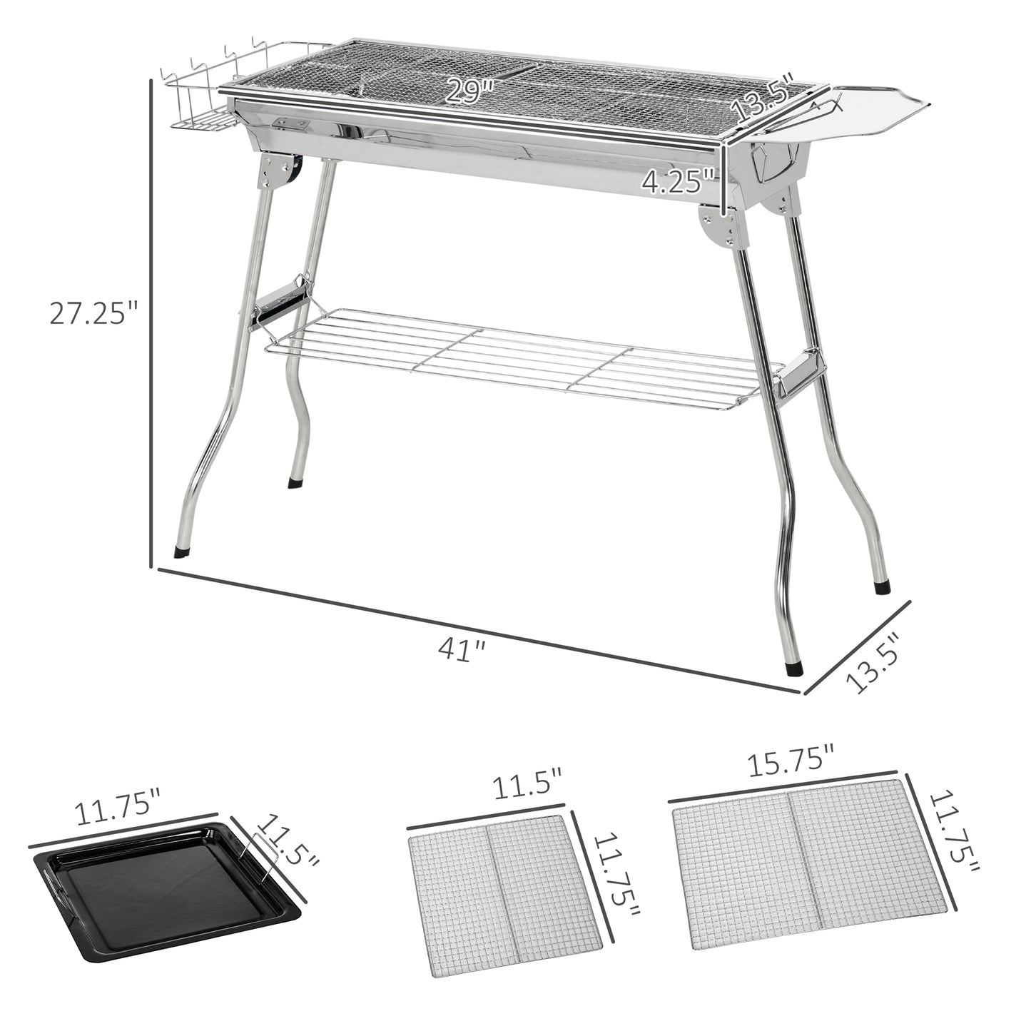 Coolbibila Charcoal Grill, Stainless Steel Portable Folding BBQ, Outdoor Hibachi