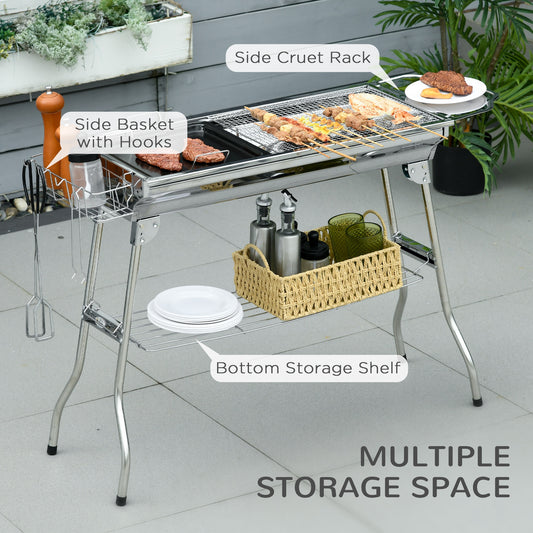 Coolbibila Charcoal Grill, Stainless Steel Portable Folding BBQ, Outdoor Hibachi