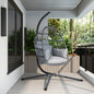 Coolbibila Patio Foldable Hanging Swing Chair with Stand Gray Color