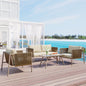 Coolbibila 4-Piece Rope Sofa Set with Thick Cushions and Toughened Glass Table
