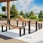 Coolbibila 3-pieces Outdoor Dining Table With 2 Benches, Patio Dining Set