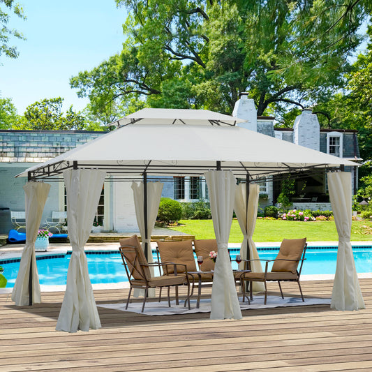 Coolbibila 13x10 Outdoor Patio Gazebo Canopy Tent With Ventilated Double Roof And Mosquito net
