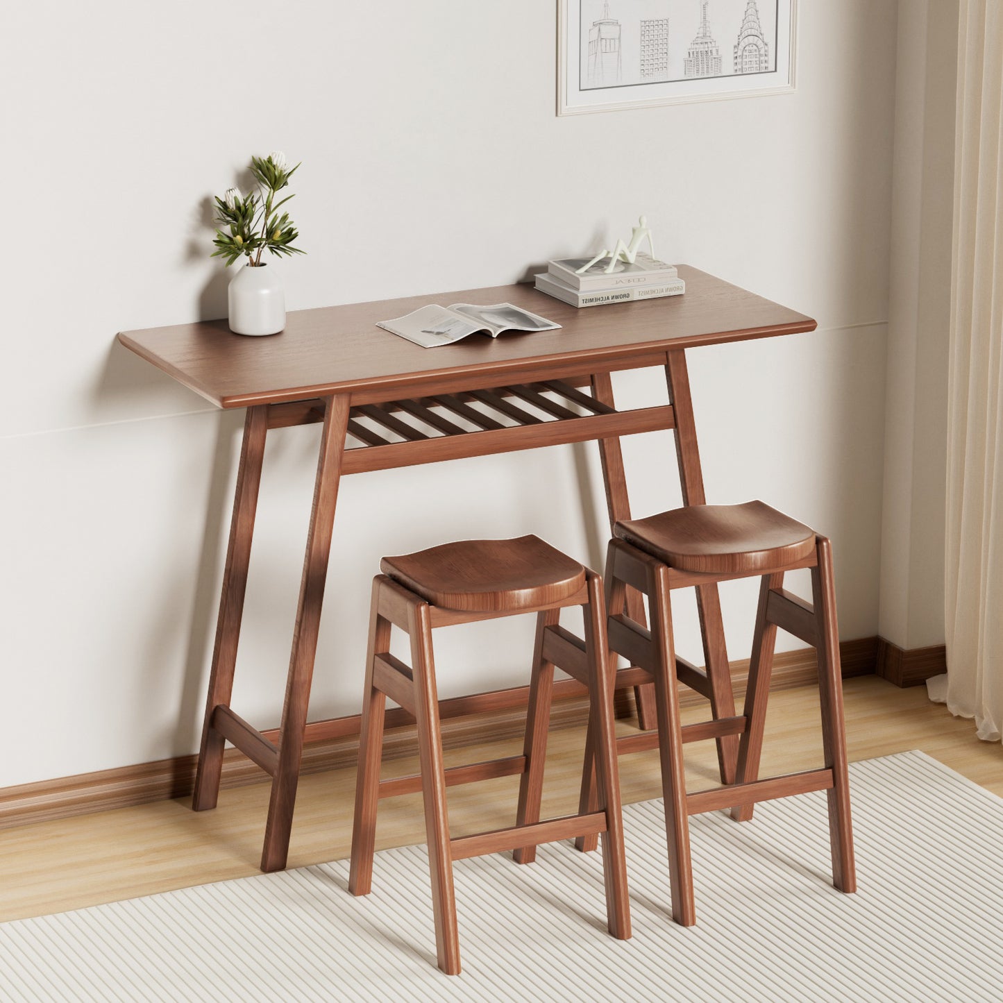Coolbibila 3 PCS Pub Dining Set Retro Bar Table