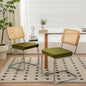 Coolbibila Dining Chairs Set of 2, Velvet Rattan Side Accent Chairs