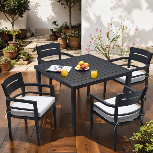 Coolbibila 5-Piece Outdoor Patio Aluminum Furniture, Modern Dining Set