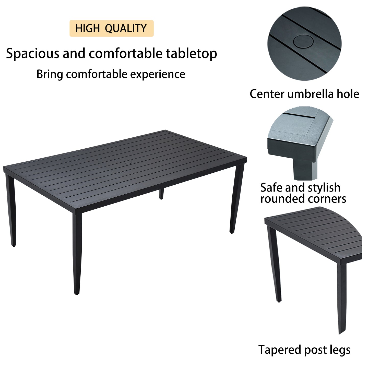 Coolbibila 7-Piece Outdoor Patio Aluminum Furniture, Modern Dining Set