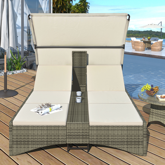 Coolbibila Patio Daybed Outdoor Daybed Outdoor Rattan Sun Lounger