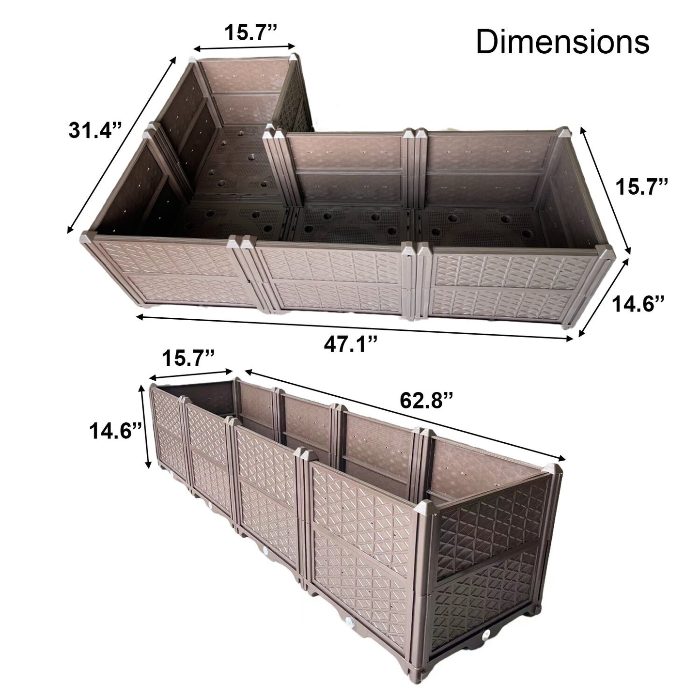 Rectangular Raised Garden Bed Kit Indoor Outdoor Plastic Planter Grow Box