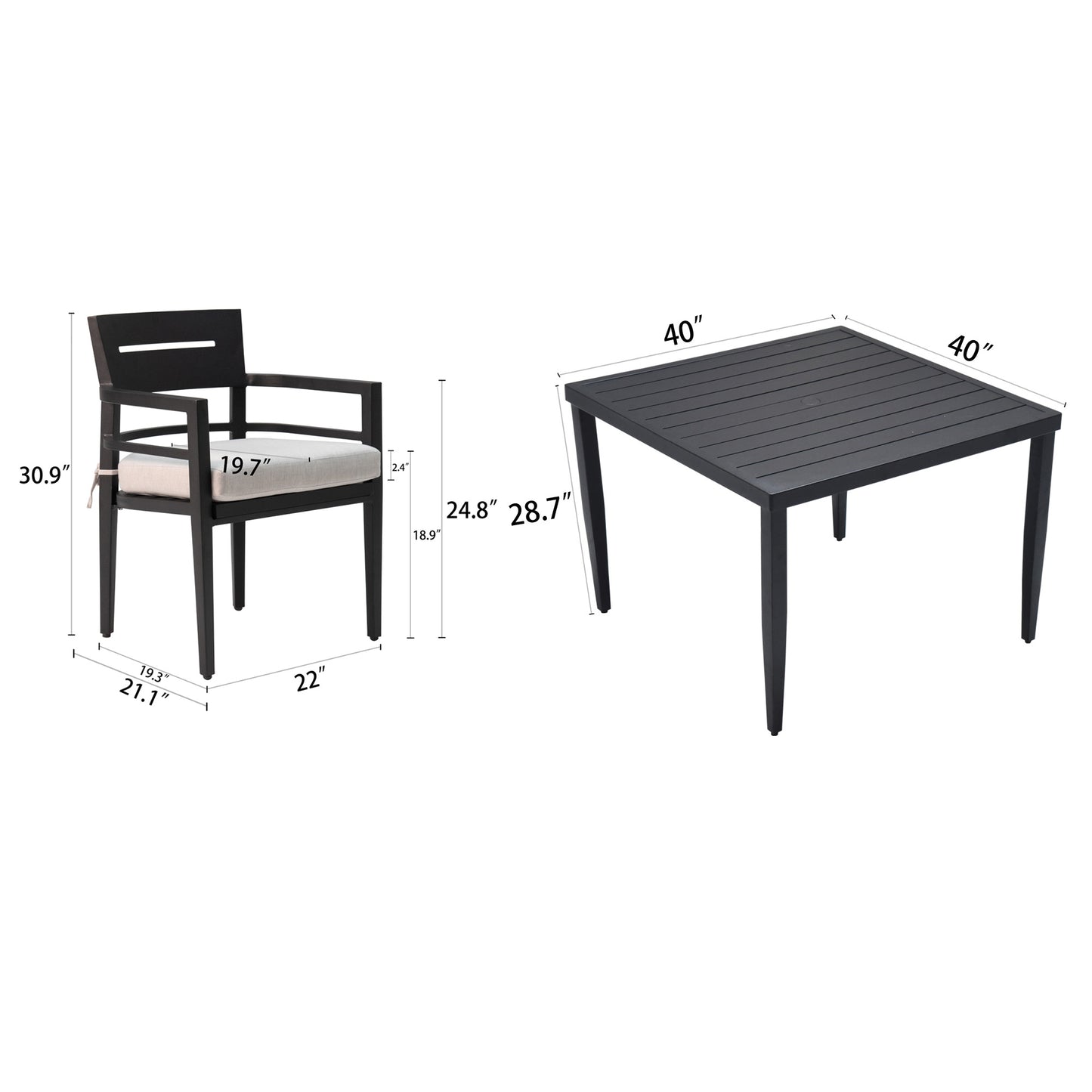 Coolbibila 5-Piece Outdoor Patio Aluminum Furniture, Modern Dining Set